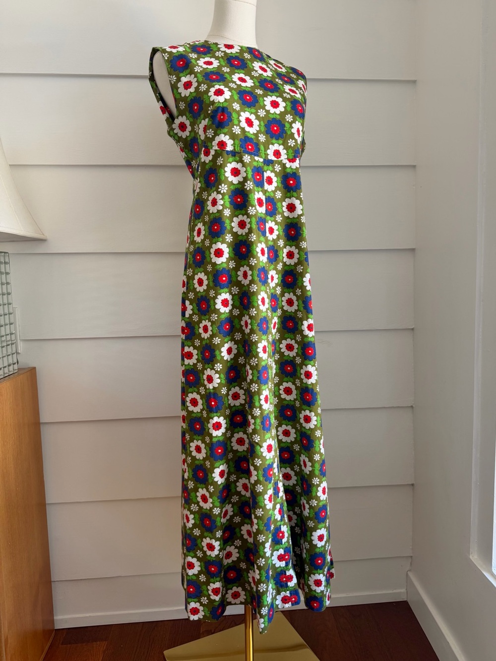 Vintage 70s Floral Print Maxi Dress Flower Power Boho Hippie - Picture 5 of 8